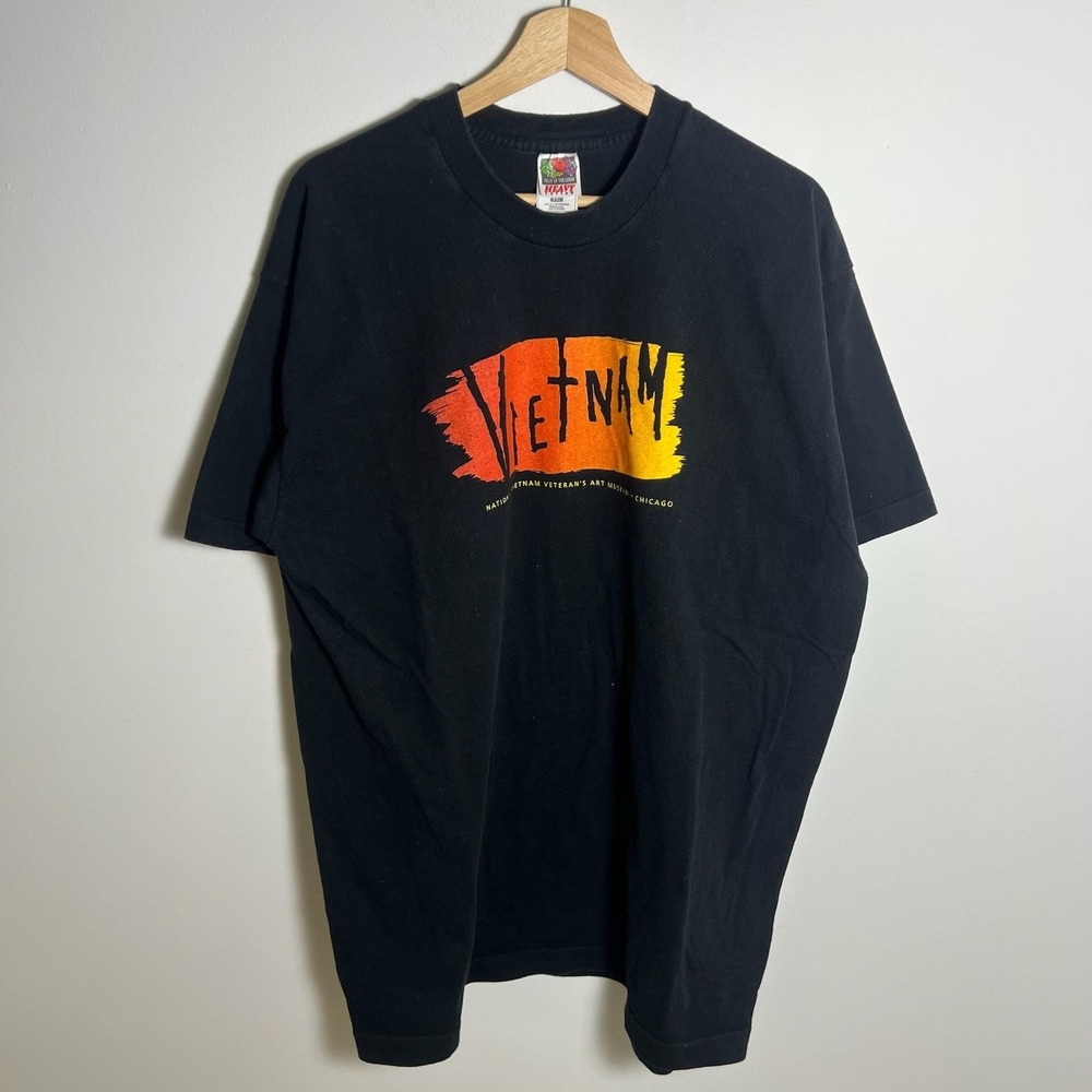 Vintage Vietnam Veterans Art Museum Shirt Mens 2XL Black Fruit Of The Loom 90s